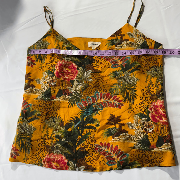 L'Agence Womens Jane Top in Tiger Floral Size Large Silk Cami Top Animal Print - Picture 4 of 7